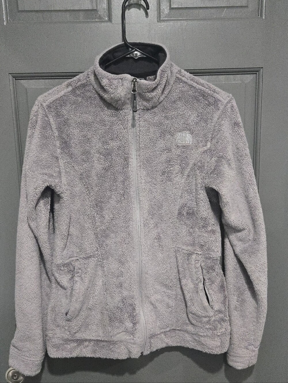 The North Face Light Gray Plush Fleece Zip Jacket